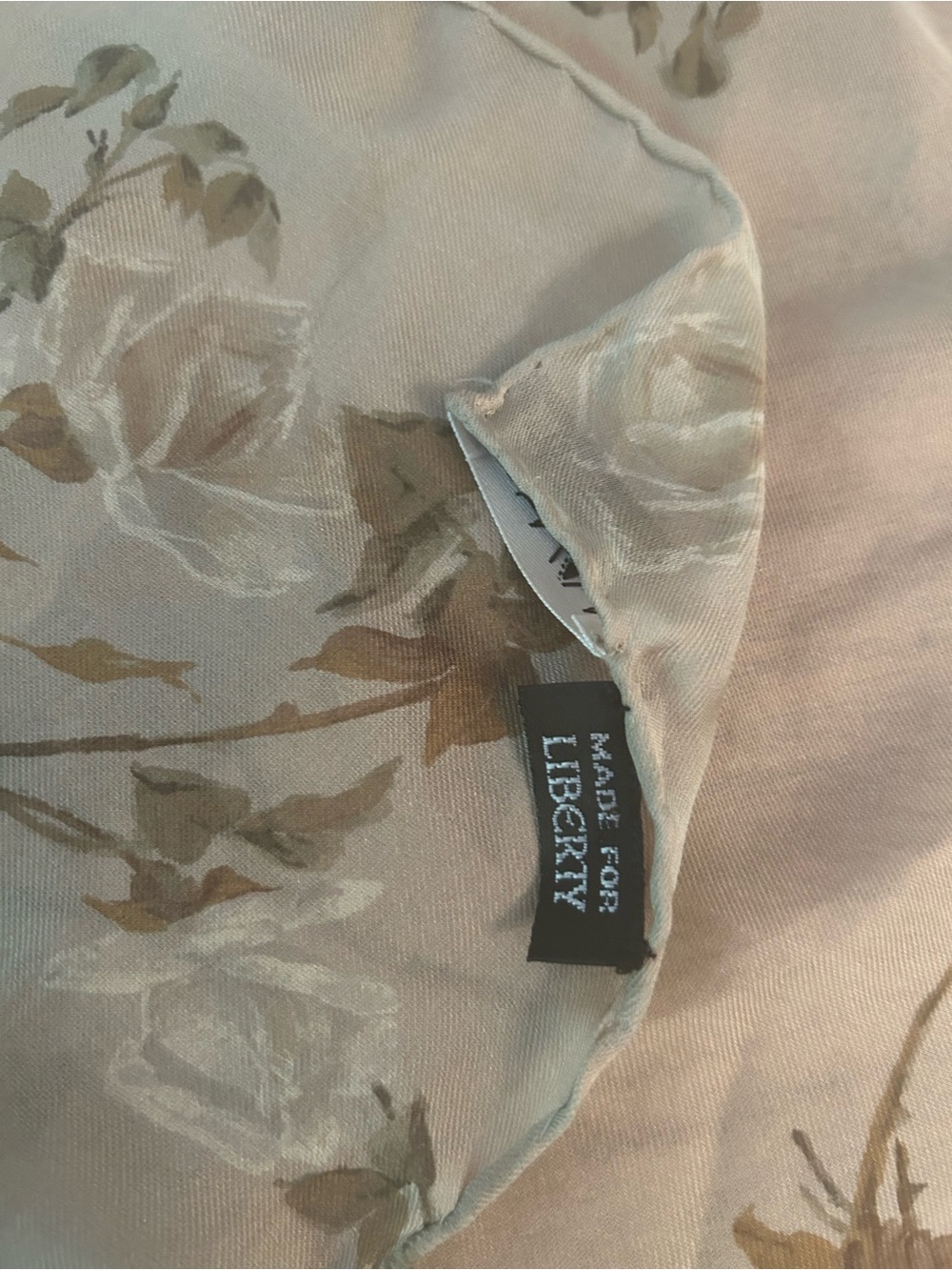 Calvin Klein Silk Taupe Floral Scarf - Picture 5 of 6